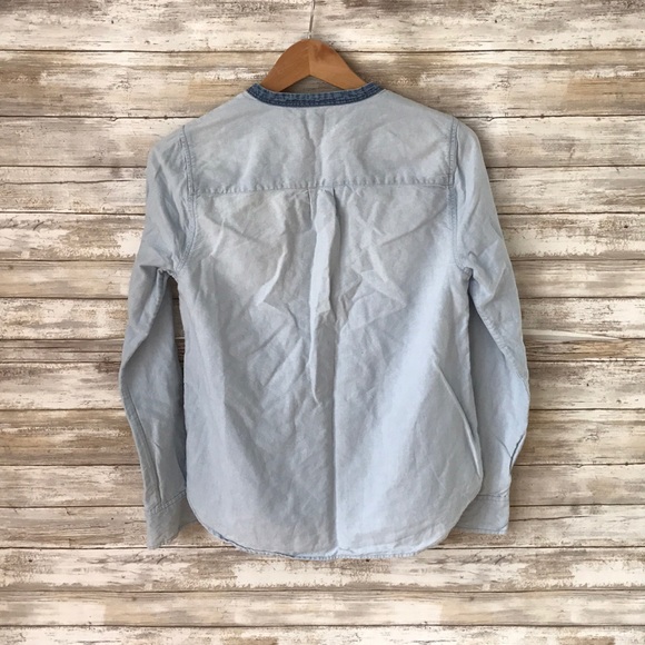 J. Crew Chambray Half Buttondown Popover Top - Picture 3 of 8